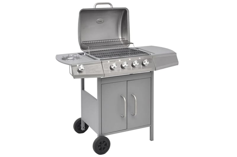 Gasgrill 4 + 1 Grillzoner Sølvfarvet - Sølv - Have - Grill - Gasgrille