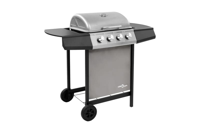 Gasgrill 4 Brændere Sort Og Sølvfarvet - Sølv - Have - Grill - Gasgrille