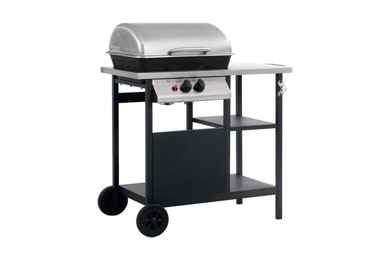 Gasgrill Med 3-Lags Sidebord Sort Og Sølvfarvet - Sort - Have - Grill - Gasgrille