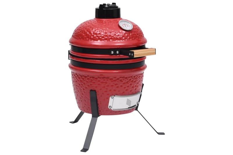 2-i-1 Kamado-røgegrill 56 cm keramisk rød - Rød - Have - Grill - Grill tilbehør