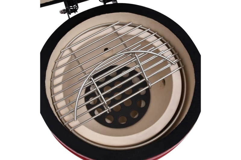 2-i-1 Kamado-røgegrill 56 cm keramisk rød - Rød - Have - Grill - Grill tilbehør