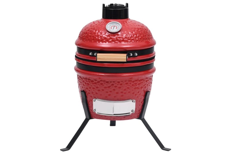 2-i-1 Kamado-røgegrill 56 cm keramisk rød - Rød - Grill tilbehør - Rygeovne & rygegriller