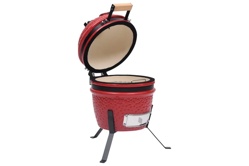 2-i-1 Kamado-røgegrill 56 cm keramisk rød - Rød - Have - Grill - Grill tilbehør