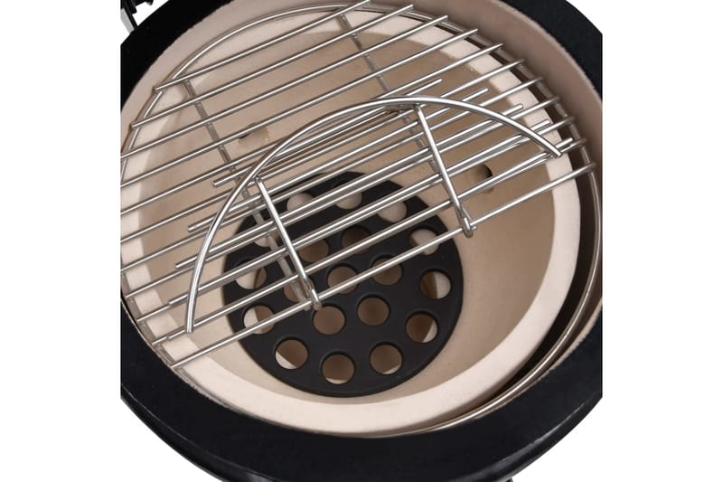2-i-1 Kamado-røgegrill 56 cm keramisk sort - Sort - Have - Grill - Grill tilbehør