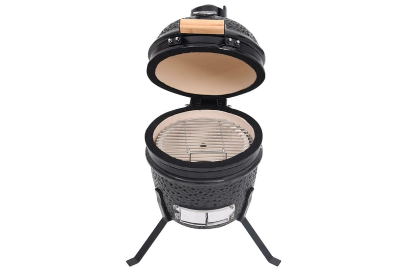 2-i-1 Kamado-røgegrill 56 cm keramisk sort - Sort - Grill tilbehør - Rygeovne & rygegriller