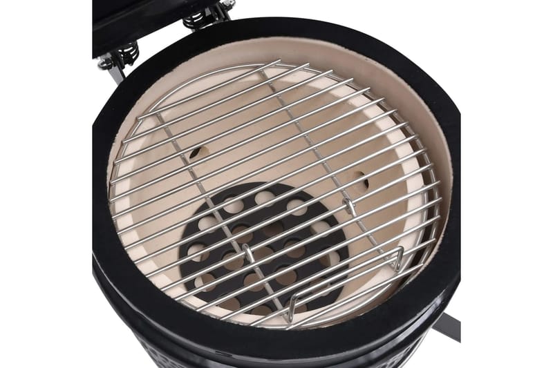 2-i-1 Kamado-røgegrill 56 cm keramisk sort - Sort - Have - Grill - Grill tilbehør