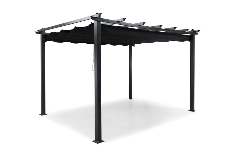 Fritstående pergola med sammenklappeligt tag til terrasse og have 4x3 - Sort / Aluminium - Havemøbler - Solafskærmning - Pergola