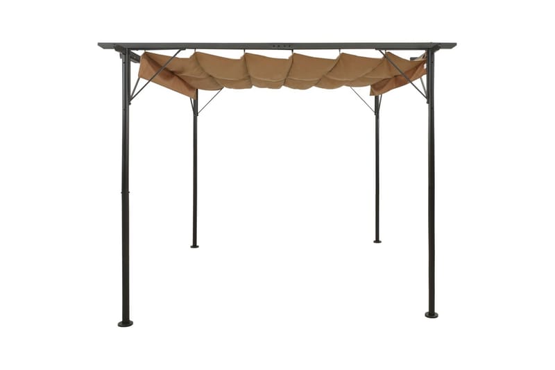Pergola m. tilbagetrækkeligt tag 3x3 m 180 g/m² stål gråbrun - Gråbrun - Havemøbler - Solafskærmning - Pergola