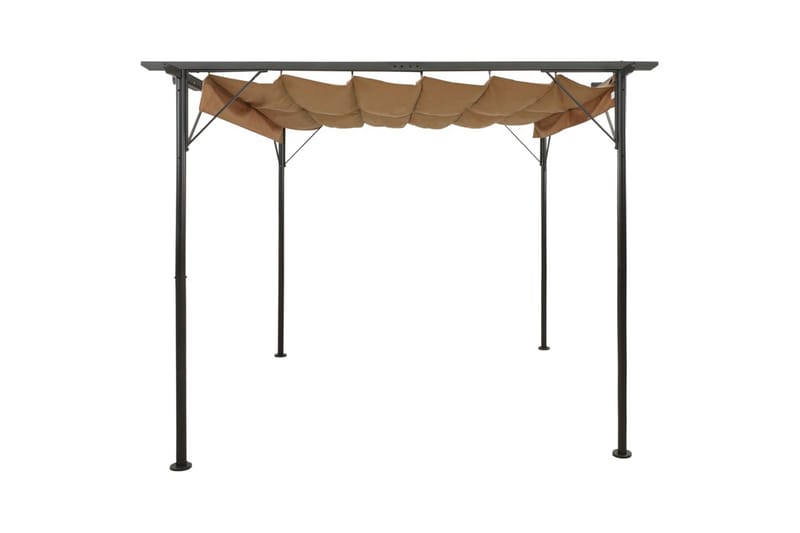 Pergola m. tilbagetrækkeligt tag 3x3 m 180 g/m² stål gråbrun - Gråbrun - Grilltelt - Pergola