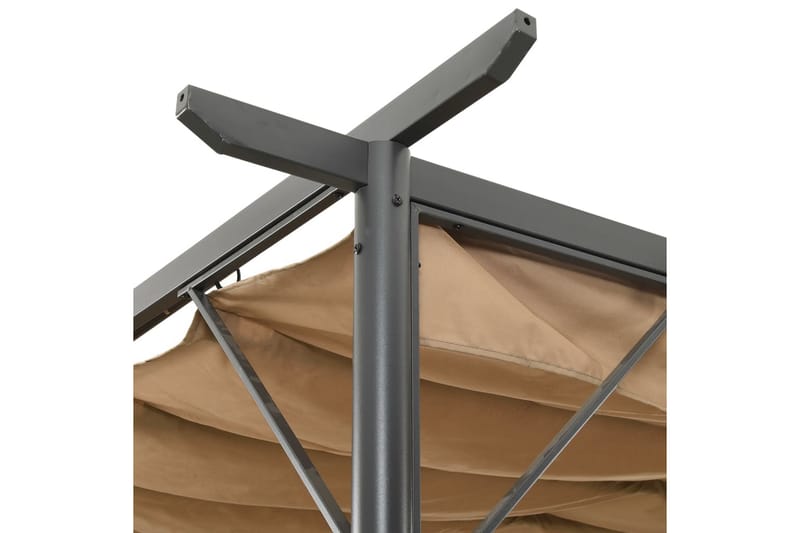 Pergola m. tilbagetrækkeligt tag 3x3 m 180 g/m² stål gråbrun - Gråbrun - Havemøbler - Solafskærmning - Pergola