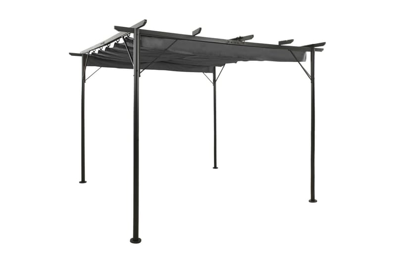 Pergola med tilbagetrækkeligt tag 3x3 m 180 g/m² antracitgrå - Antracit - Grilltelt - Pergola