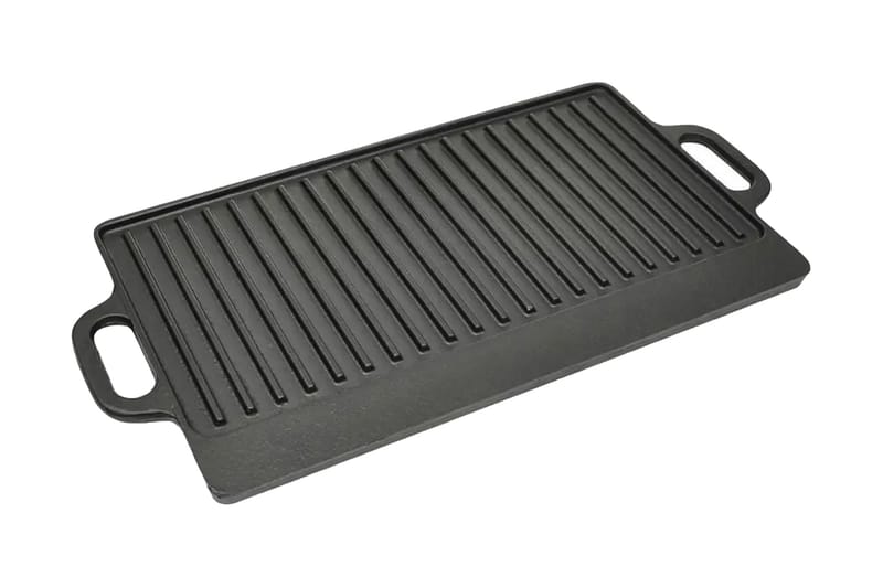 vendbar grillpande i støbejern 38x23 cm - Sort - Grill tilbehør