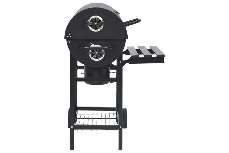 tøndegrill med hjul og hylder 115x85x95 cm stål sort - Sort - Kulgrille - Grilltønder