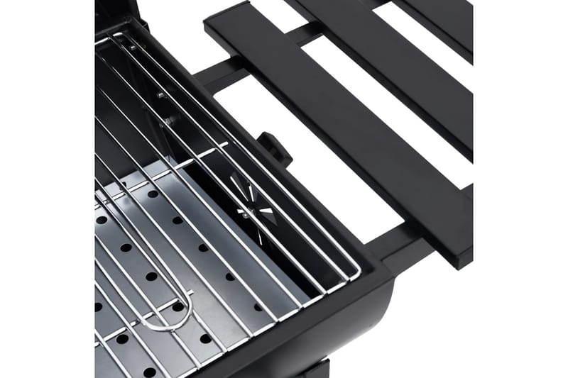 tøndegrill med hjul og hylder 115x85x95 cm stål sort - Sort - Kulgrille - Grilltønder