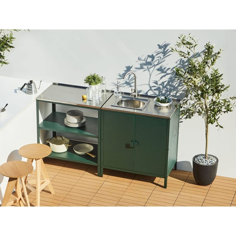 2-delt udekøkken med vask 2 døre Vilama - Grøn, Sølv - Have - Grill - Udekøkken - Komplette udekøkkener