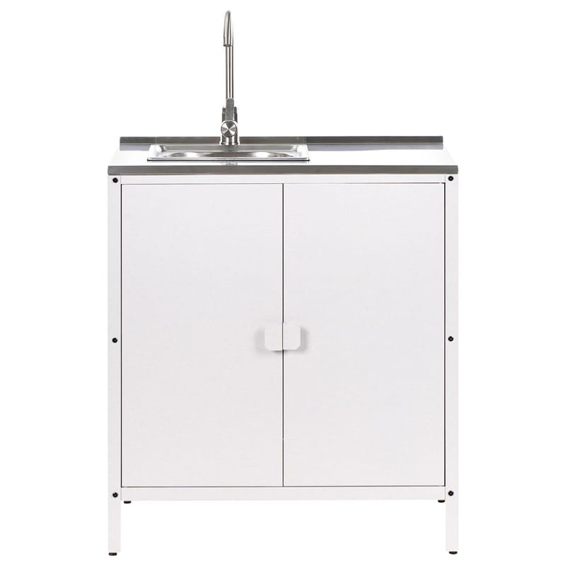 2-delt udekøkken med vask 4 døre Vilama - Hvid, Sølv - Have - Grill - Udekøkken - Komplette udekøkkener