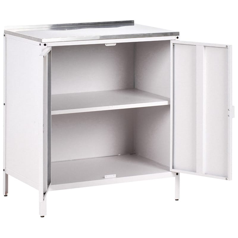 2-delt udekøkken med vask 4 døre Vilama - Hvid, Sølv - Have - Grill - Udekøkken - Komplette udekøkkener