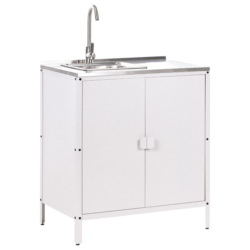 2-delt udekøkken med vask 4 døre Vilama - Hvid, Sølv - Have - Grill - Udekøkken - Komplette udekøkkener