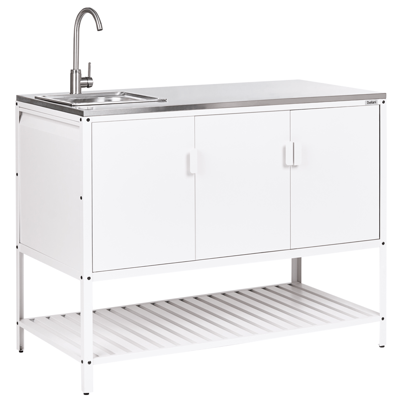 2-delt udekøkken med vask Maenza - Hvid/Sort - Have - Grill - Udekøkken - Komplette udekøkkener