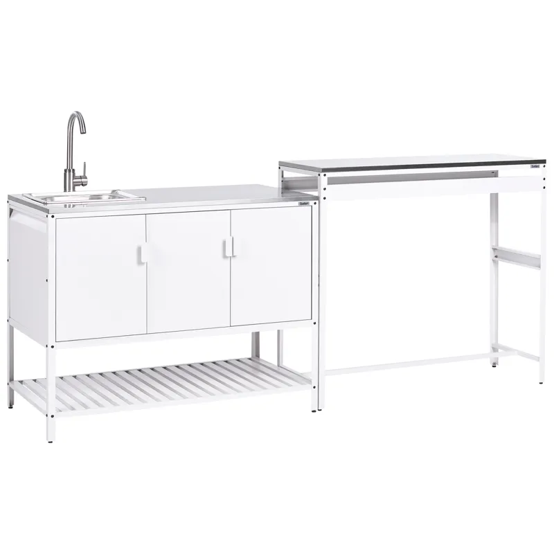 2-delt udekøkken med vask Maenza, Hvid/Sort