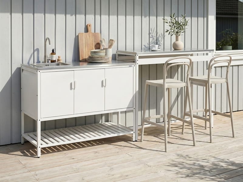 2-delt udekøkken med vask Maenza - Hvid/Sort - Have - Grill - Udekøkken - Komplette udekøkkener