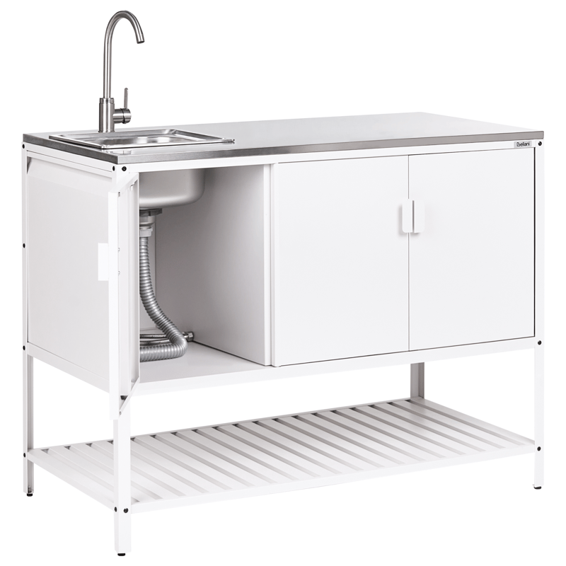 2-delt udekøkken med vask Maenza - Hvid/Sort - Have - Grill - Udekøkken - Komplette udekøkkener