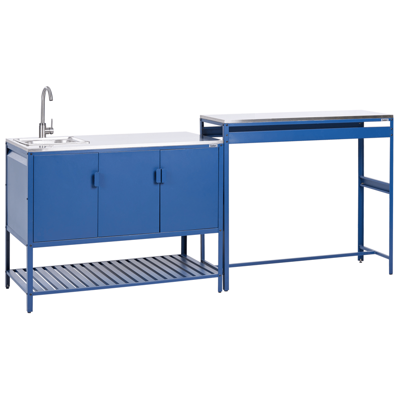2-delt udekøkken med vask Maenza Stål, Blå/Sølv