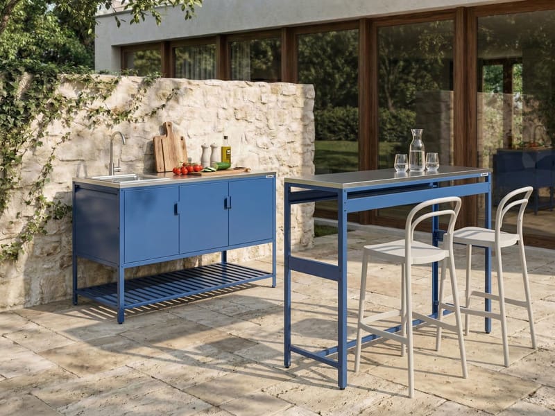 2-delt udekøkken med vask Maenza Stål - Blå/Sølv - Have - Grill - Udekøkken - Komplette udekøkkener
