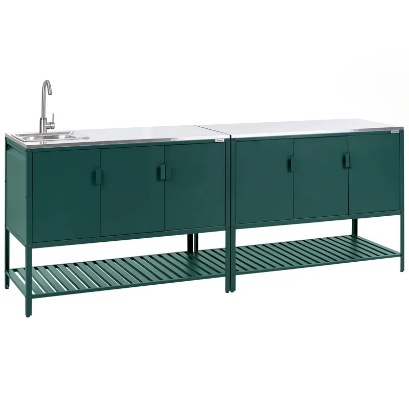 2-delt udekøkken med vask Maenza Stål, Grøn/Sort