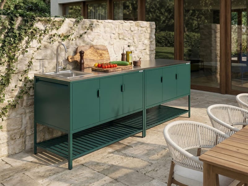 2-delt udekøkken med vask Maenza Stål - Grøn/Sort - Have - Grill - Udekøkken - Komplette udekøkkener