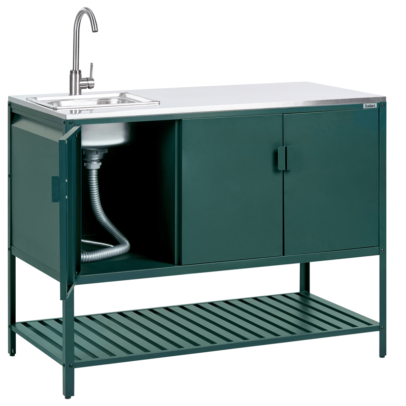 2-delt udekøkken med vask Maenza Stål - Grøn/Sort - Have - Grill - Udekøkken - Komplette udekøkkener