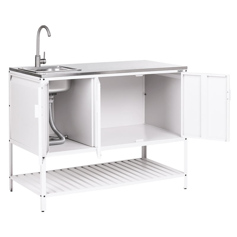 2-delt udekøkken med vask Maenza Stål - Hvid/Sort - Have - Grill - Udekøkken - Komplette udekøkkener