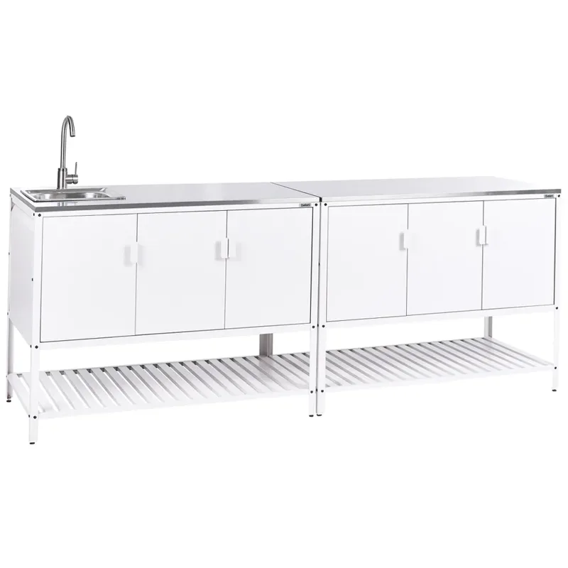 2-delt udekøkken med vask Maenza Stål, Hvid/Sort