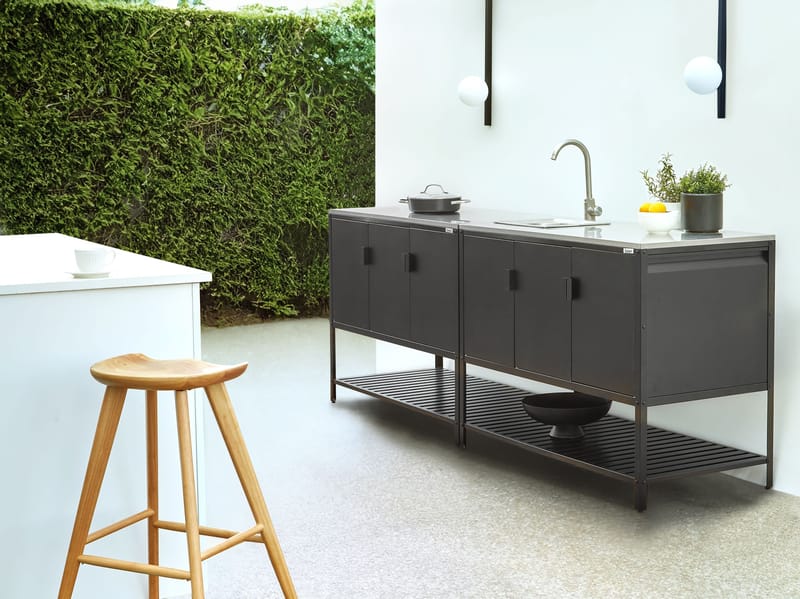2-delt udekøkken med vask Maenza Stål - Sort - Have - Grill - Udekøkken - Komplette udekøkkener