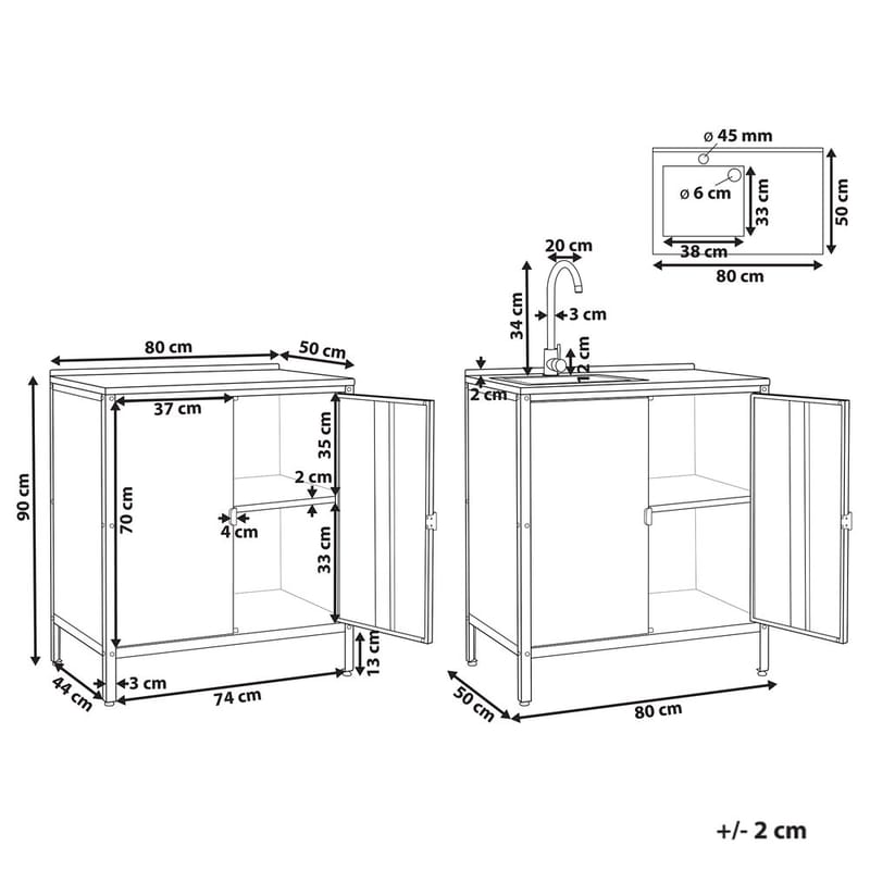 2-delt udekøkken med vask Vilama - Blå, Sølv - Have - Grill - Udekøkken - Komplette udekøkkener
