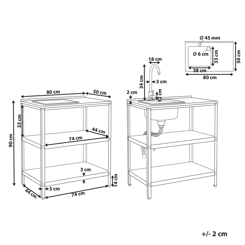 2-delt udekøkken med vask Vilama Stål - Rød/Sølv - Have - Grill - Udekøkken - Komplette udekøkkener