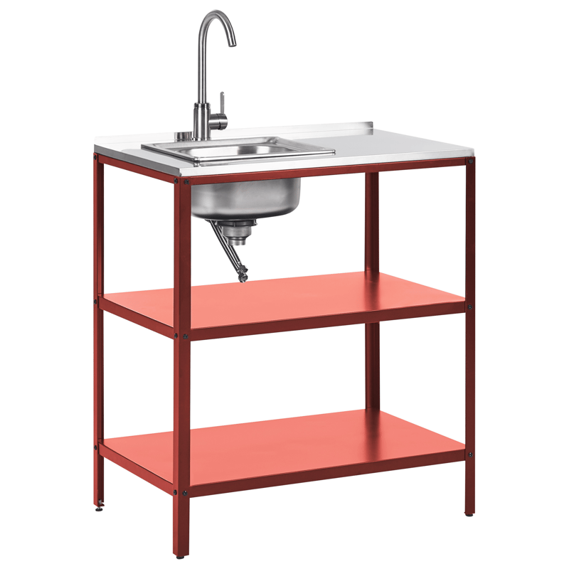 2-delt udekøkken med vask Vilama Stål - Rød/Sølv - Have - Grill - Udekøkken - Komplette udekøkkener