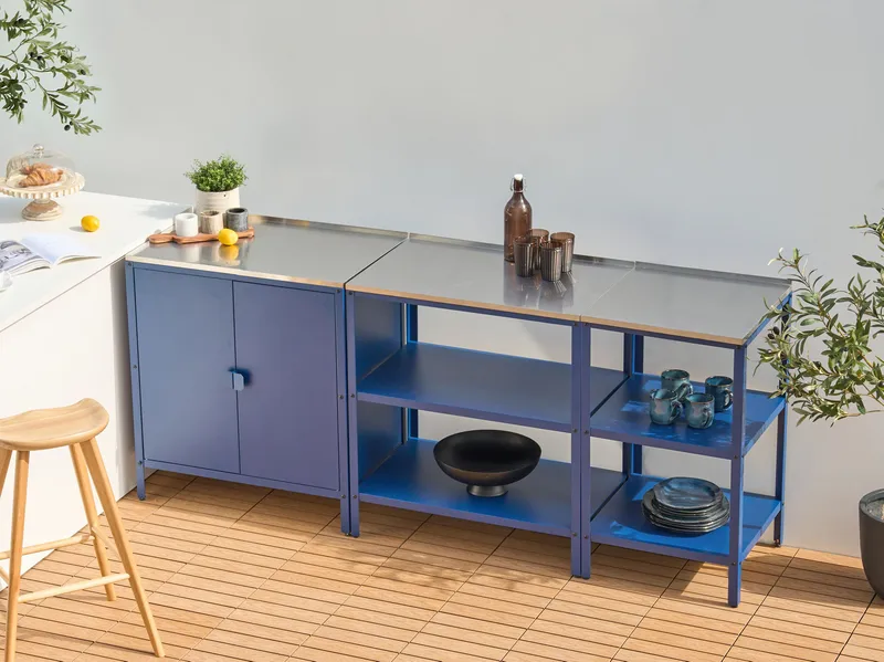 2-delt udekøkken Vilama Stål - Blå/Sølv - Have - Grill - Udekøkken - Komplette udekøkkener