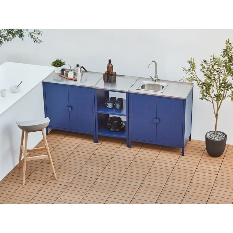 3-delt udekøkken med vask 4 døre Vilama - Blå, Sølv - Have - Grill - Udekøkken - Komplette udekøkkener