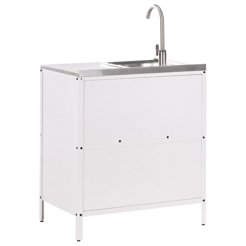 3-delt udekøkken med vask 4 døre Vilama - Hvid, Sølv - Have - Grill - Udekøkken - Komplette udekøkkener