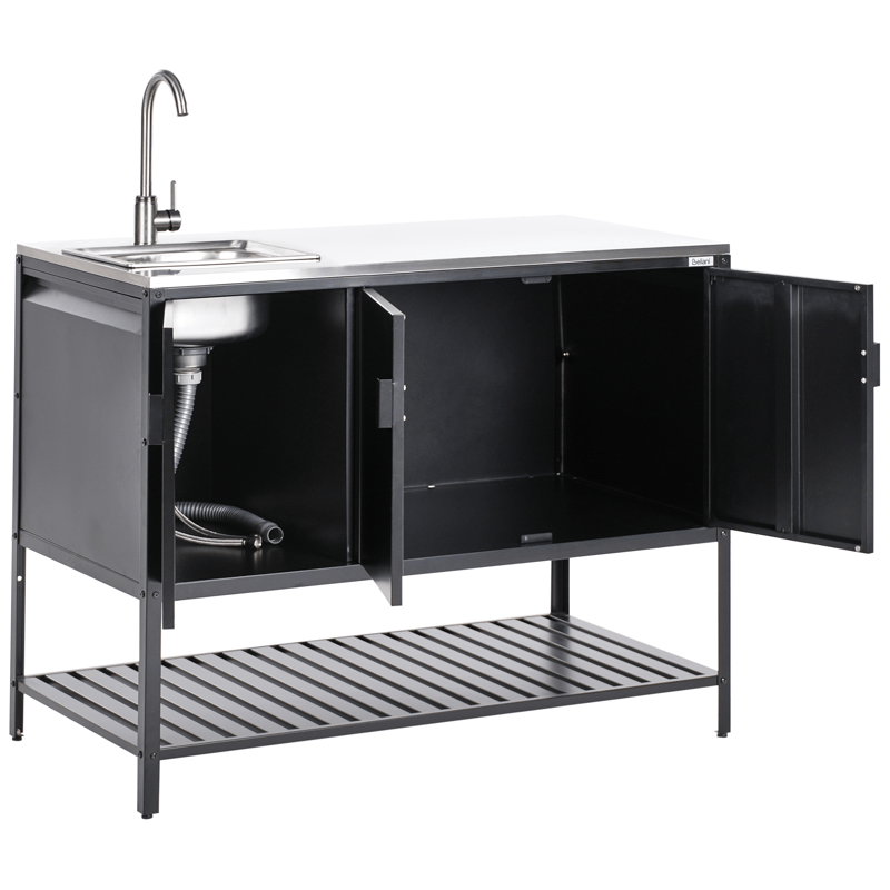 3-delt udekøkken med vask Maenza - Sort - Have - Grill - Udekøkken - Komplette udekøkkener