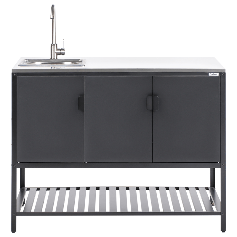 3-delt udekøkken med vask Maenza - Sort - Have - Grill - Udekøkken - Komplette udekøkkener