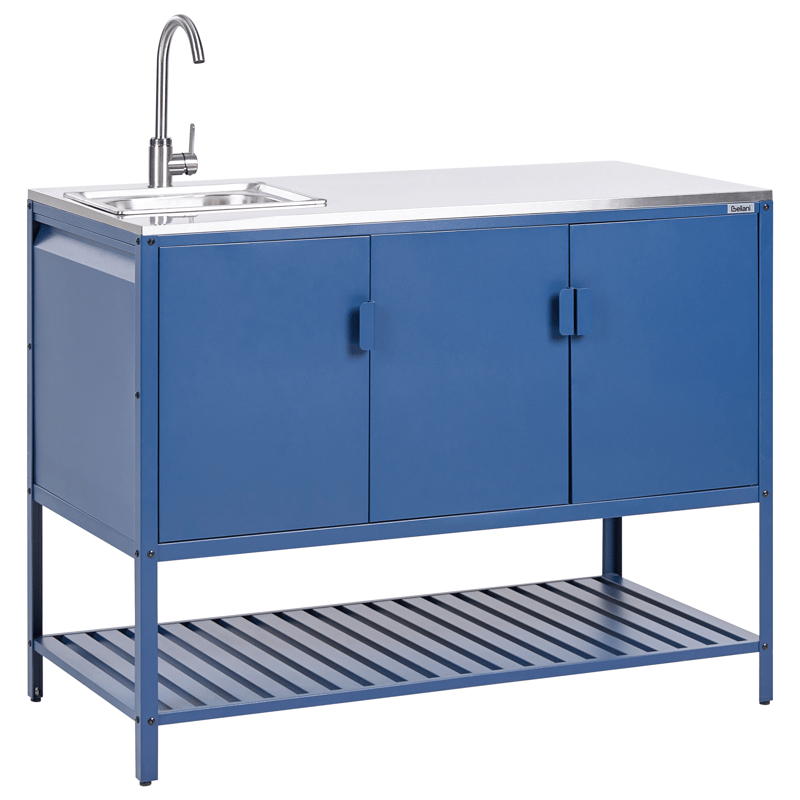 3-delt udekøkken med vask Maenza Stål - Blå/Sølv - Have - Grill - Udekøkken - Komplette udekøkkener