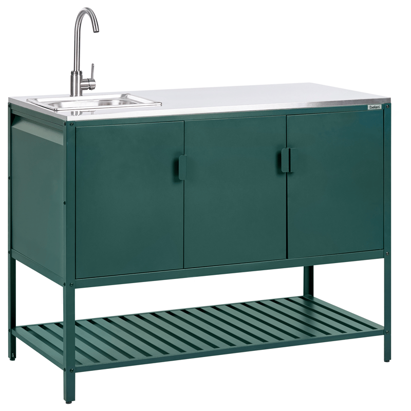 3-delt udekøkken med vask Maenza Stål - Grøn/Sort - Have - Grill - Udekøkken - Komplette udekøkkener