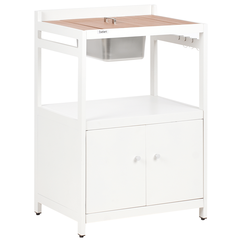 3-delt udekøkken med vask Ortisei Aluminium - Hvid/Brun - Have - Grill - Udekøkken - Komplette udekøkkener