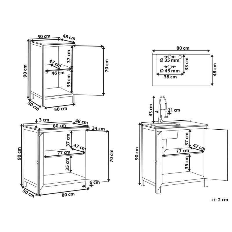 3-delt udekøkken med vask Venosa akacietræ - Brun/Sølv - Have - Grill - Udekøkken - Komplette udekøkkener