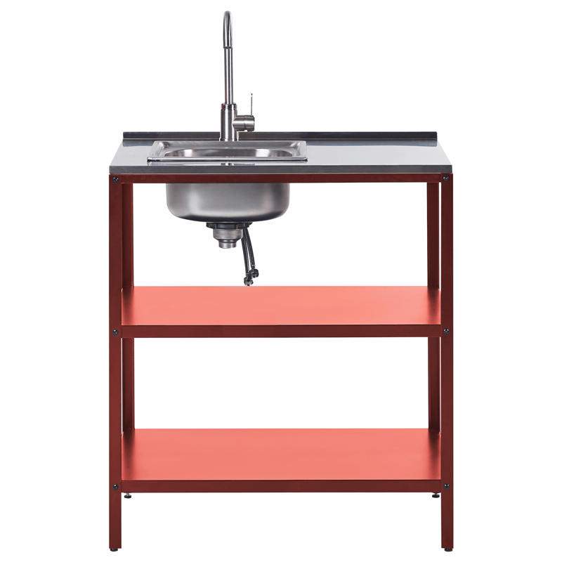 3-delt udekøkken med vask Vilama Stål - Rød/Sølv - Have - Grill - Udekøkken - Komplette udekøkkener