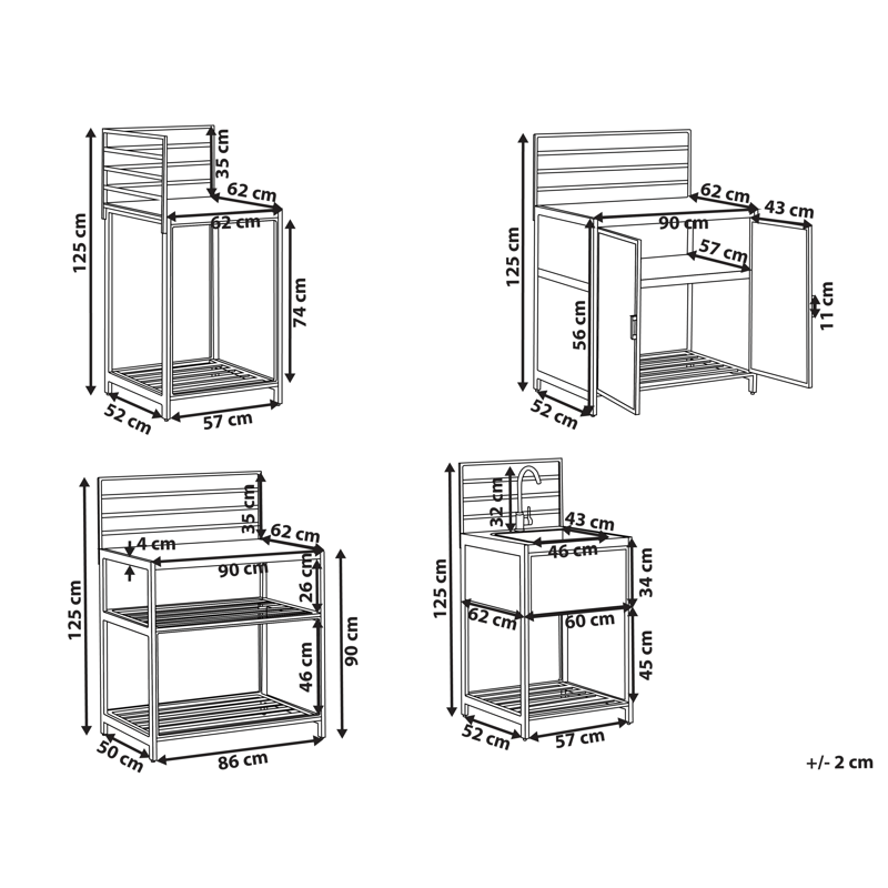 4-delt udekøkken med vask Mirador kunstflet - Grå/Beige - Have - Grill - Udekøkken - Komplette udekøkkener