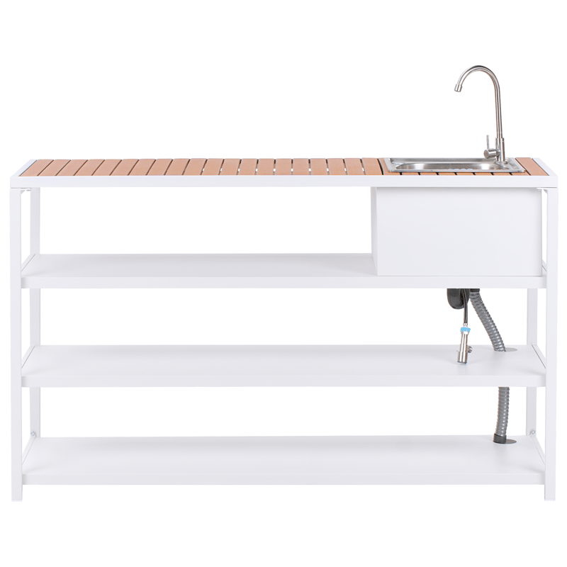 Køkkenø med vask til udendørs brug Avetrana - Hvid/Brun - Have - Grill - Udekøkken - Komplette udekøkkener