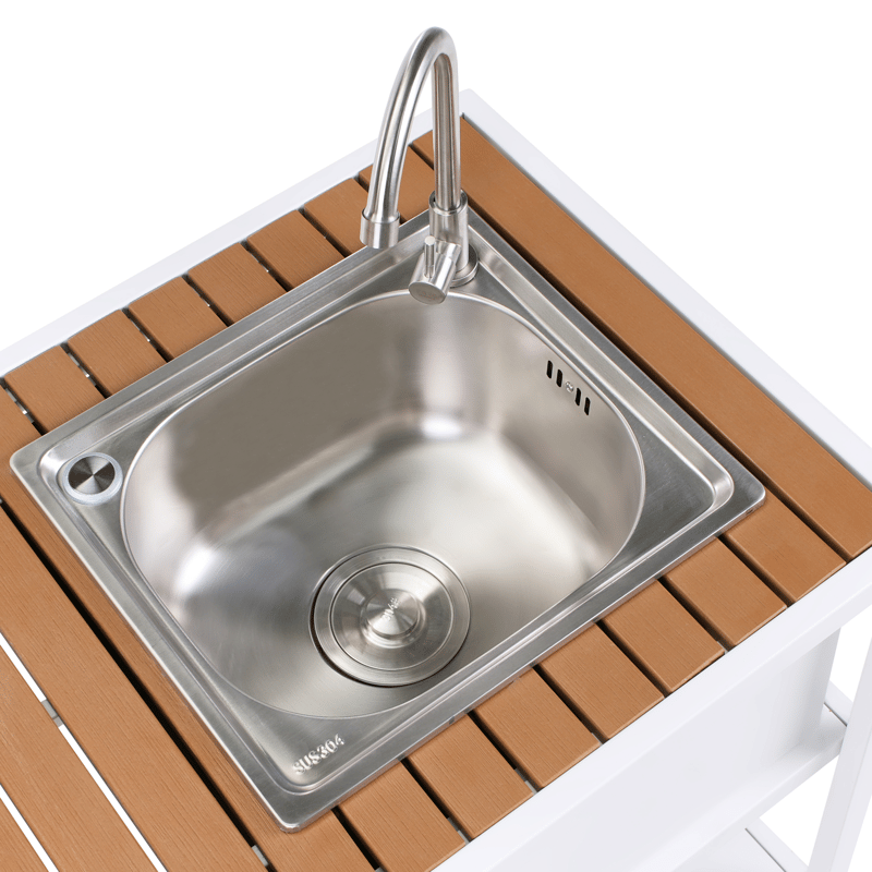 Køkkenø med vask til udendørs brug Avetrana - Hvid/Brun - Have - Grill - Udekøkken - Komplette udekøkkener